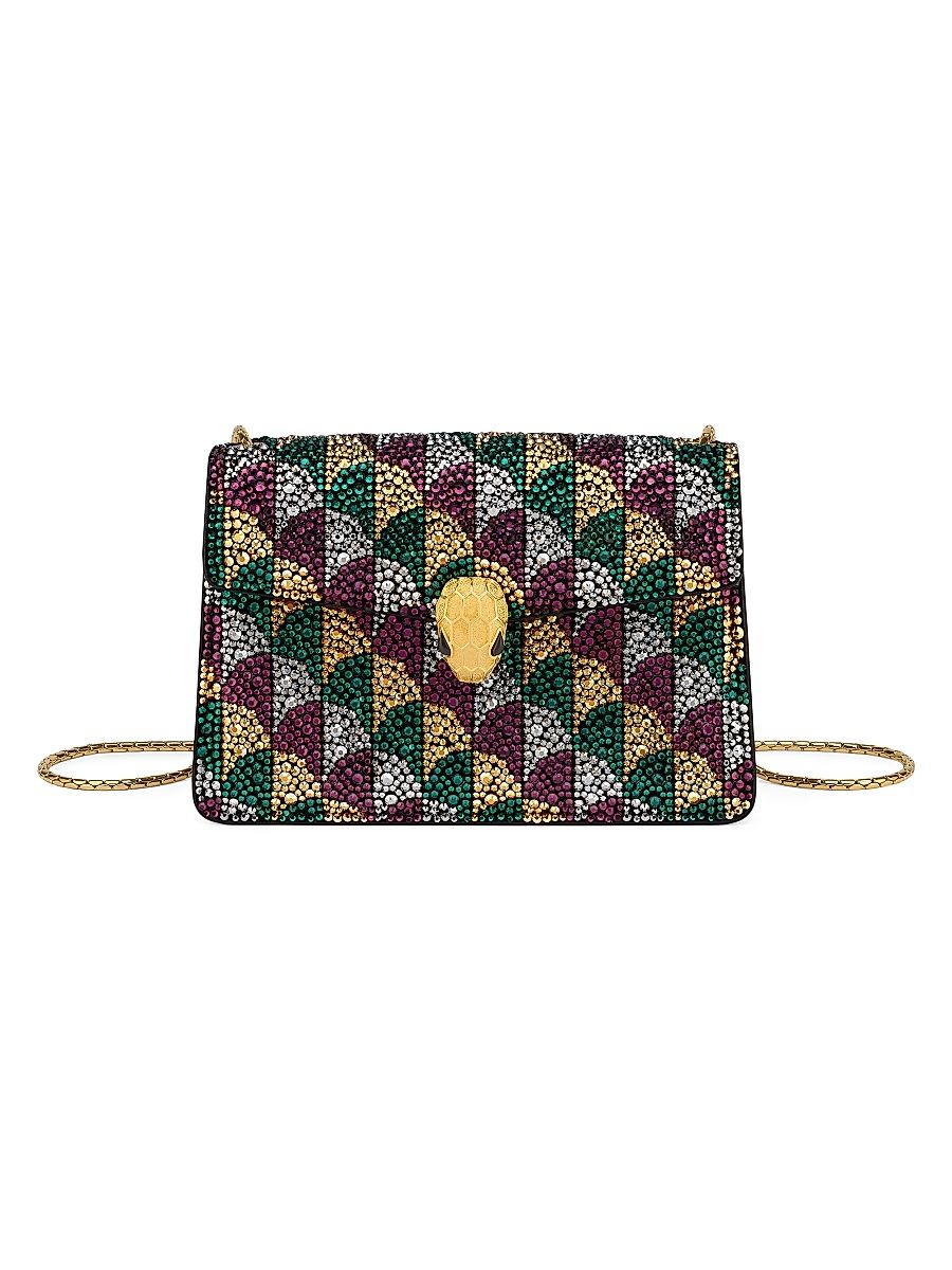 Women's Serpenti Mini Suede Shoulder Bag - Caracalla Multi