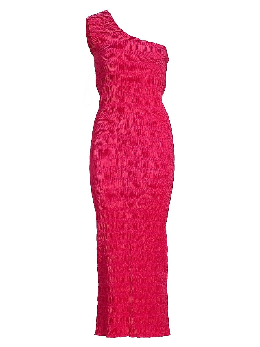 Women's Gigi Satin One-Shoulder Midi-Dress - Punch - Size 10