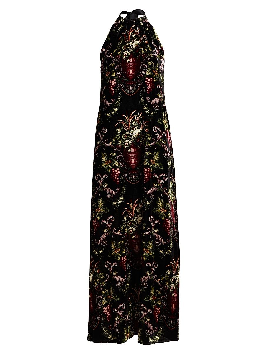 Women's Geneva Floral Halter Gown - Black Fleur - Size XL