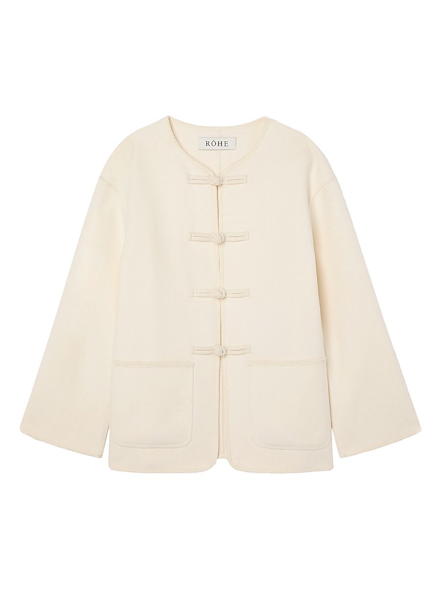 Women's Double-Faced Wool Jacket - Offwhite - Size 10