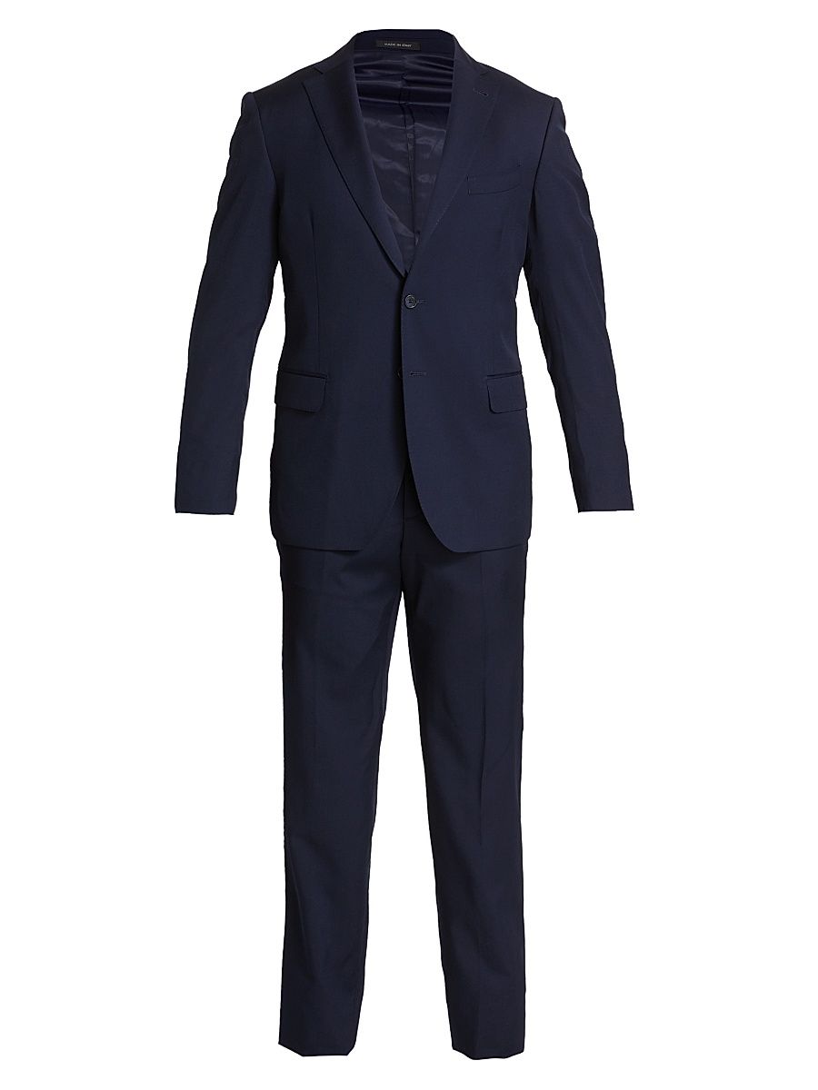 Men's COLLECTION Nested Wool Suit - Navy - Size 48
