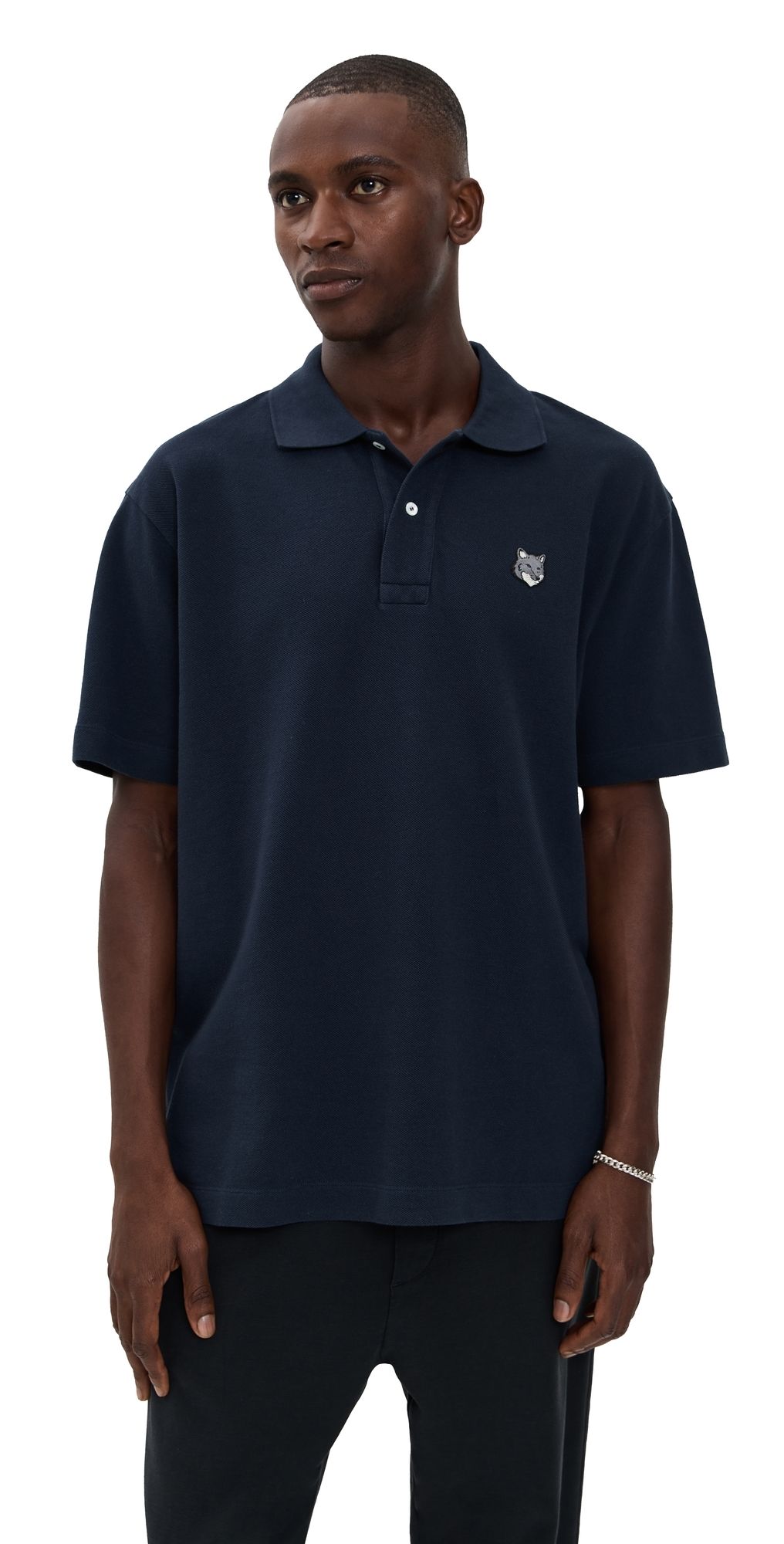 Maison Kitsuné Grey Fox Head Patch Comfort Polo Classic Navy M