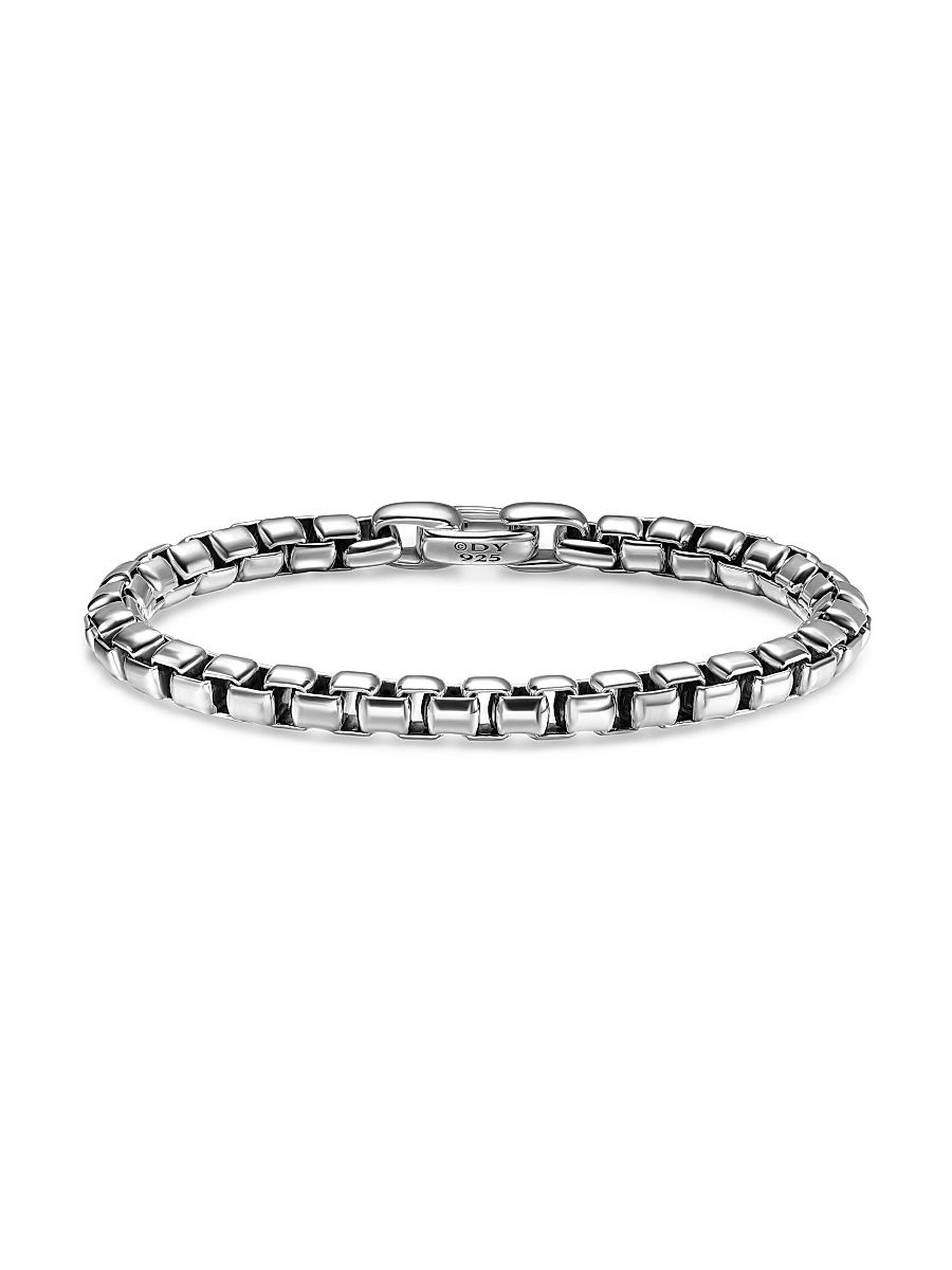 Men's Box Chain Bracelet In Sterling Silver, 7.3mm - Sterling Silver - Size 8
