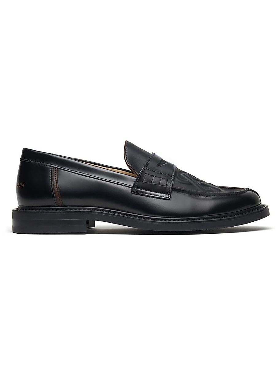 Men's Gowtu Leather Penny Loafers - Black - Size 11