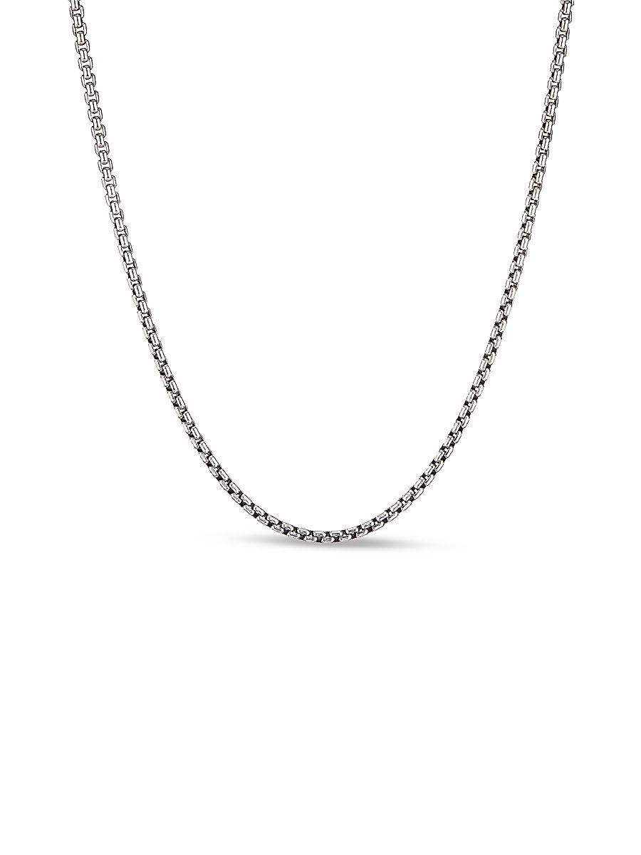 Men's Box Chain Necklace in Sterling Silver, 2.7mm - Silver - Size 26