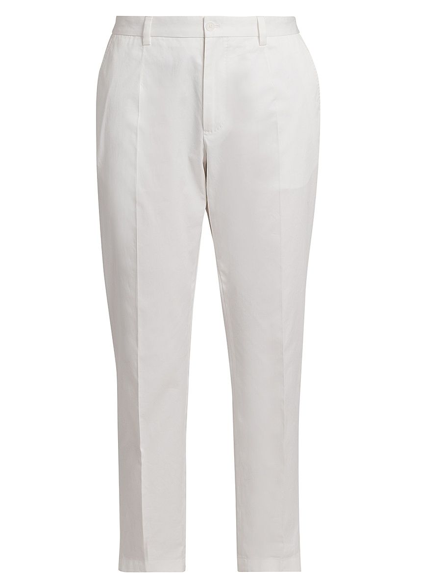 Men's Stretch Cotton Gabardine Trousers - Bianco - Size 42