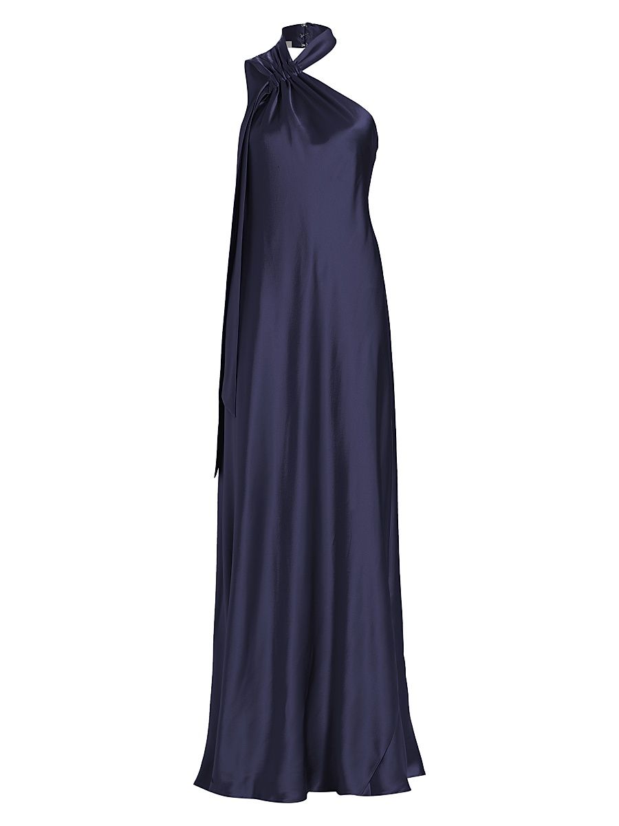 Galvan London Women's Ushuaia Satin Tieneck Gown - Midnight - Size 12