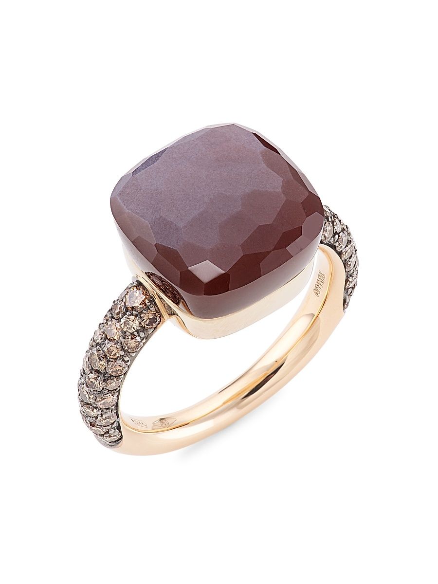 Women's Nudo Maxi Two-Tone 18K Gold, Moonstone & Diamond Ring - Rose Gold - Size 7.25