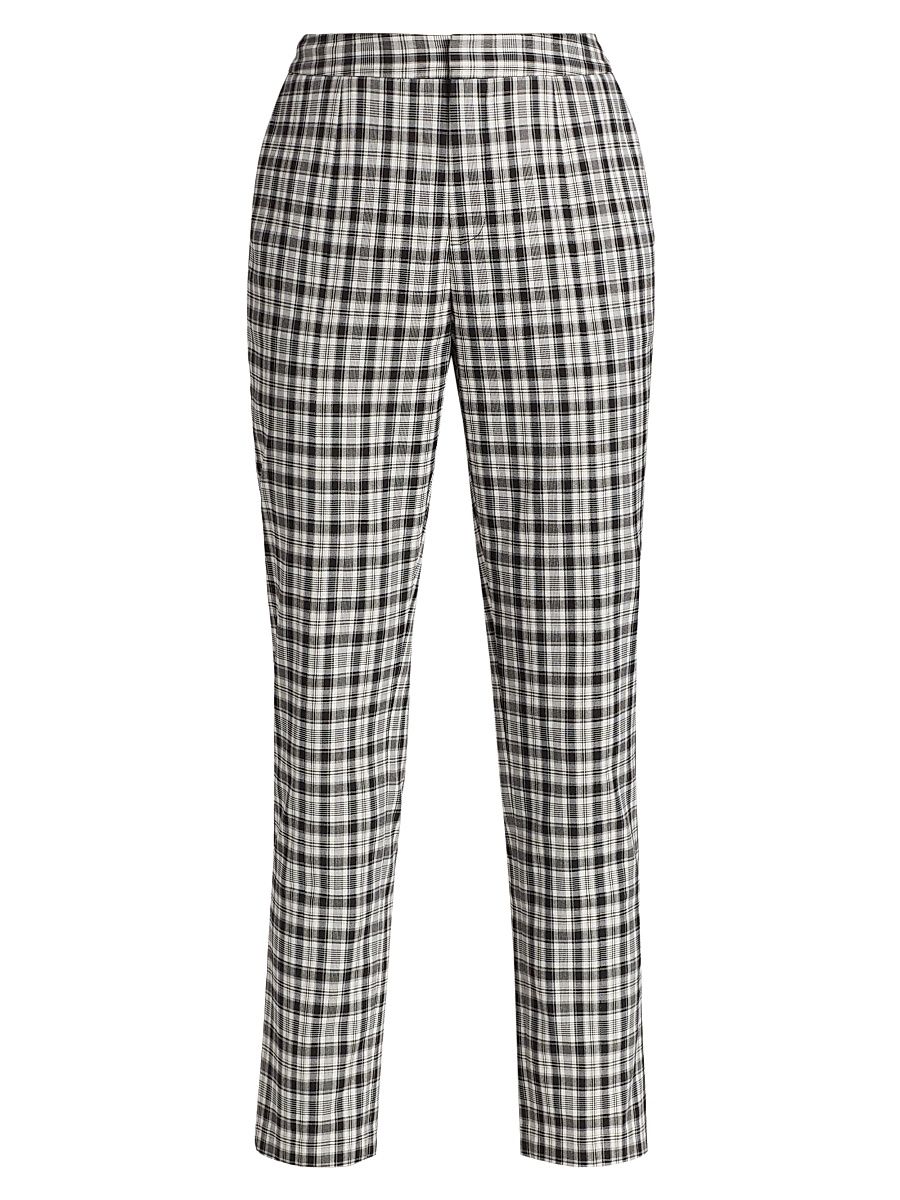 Women's Plaid Straight-Leg Crop Trousers - Black And White Plaid - Size 16