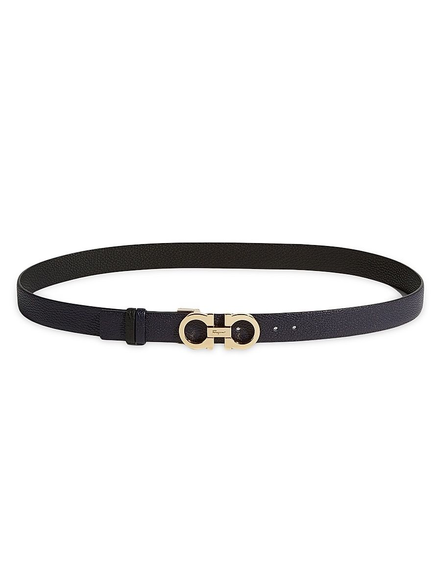 Women's Gancini Reversible & Adjustable Cut-to-Size Leather Belt - Nero - Size Large