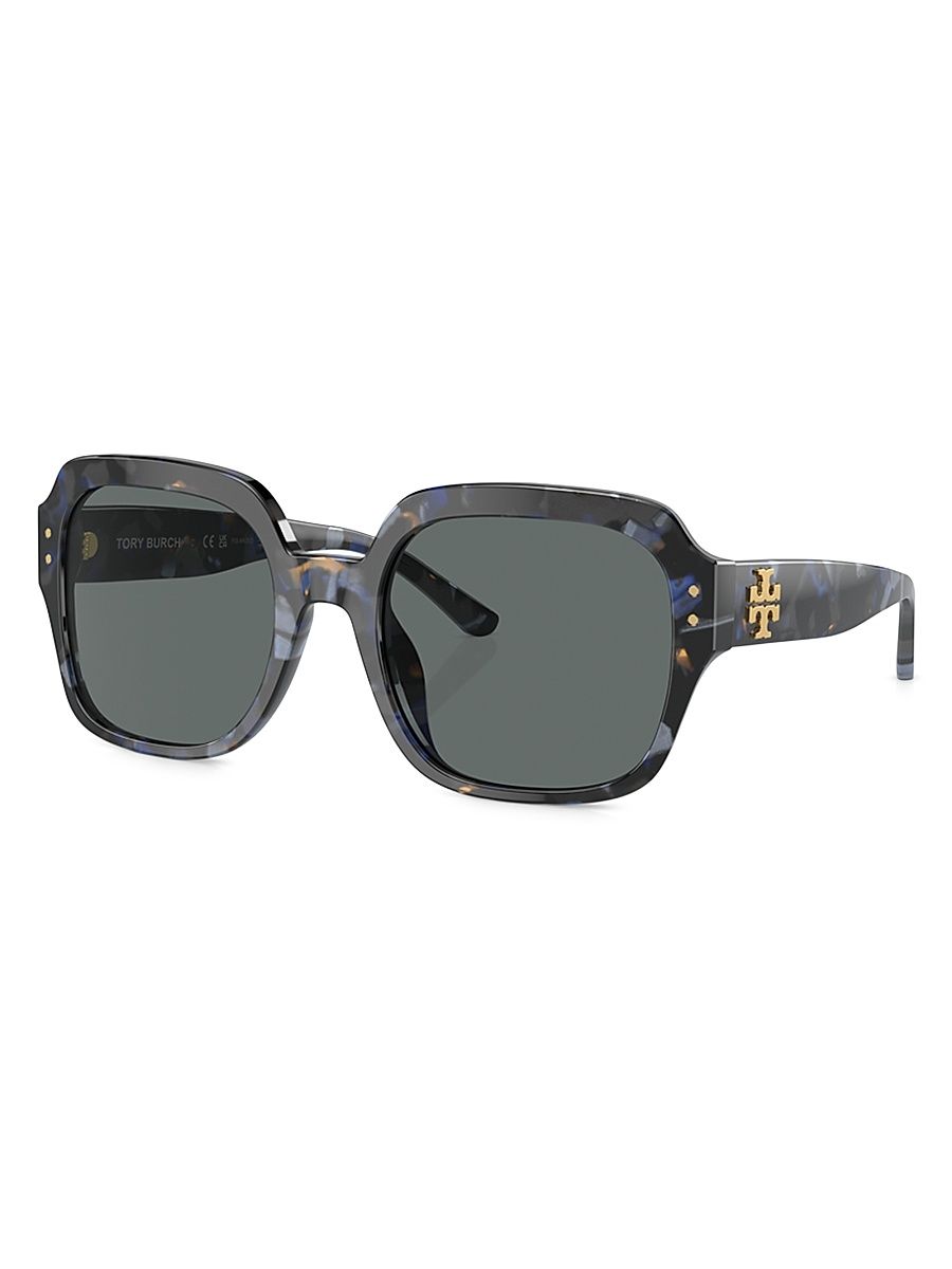 Women's 56MM Square Sunglasses - Blue Havana Dark Blue
