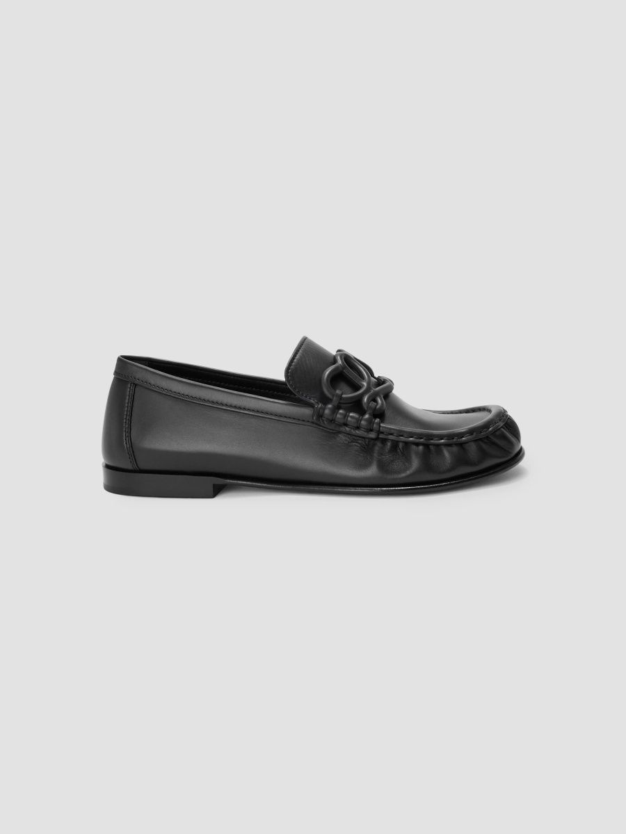 LOEWE Women's Double L Leather Loafers - Black - Size 9.5