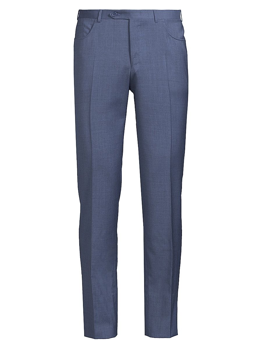 Men's Classic Solid Dress Trousers - Blue - Size 34