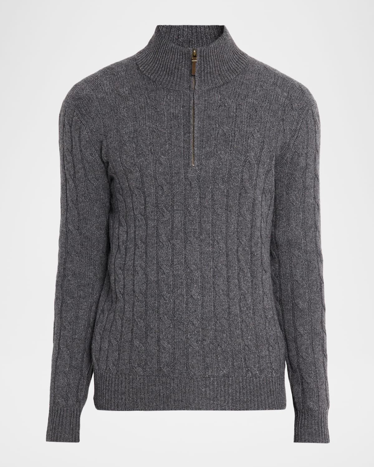 Men & apos;s Cable-Knit Cashmere Quarter-Zip Sweater