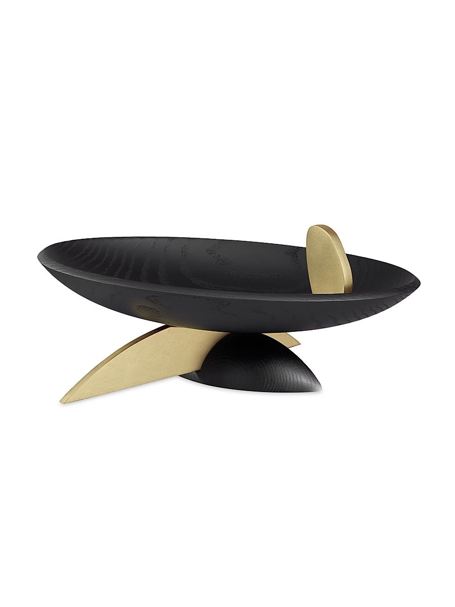 Kelly Behun Leaf Oval Bowl On Stand - Blackened Oak
