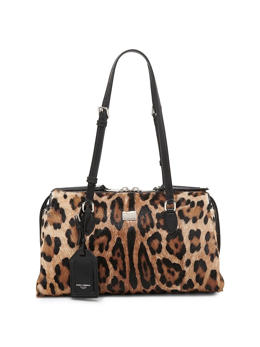 Women's Small Vittoria Leopard-Print Calf Hair Rumble Shoulder Bag - Leo Nero