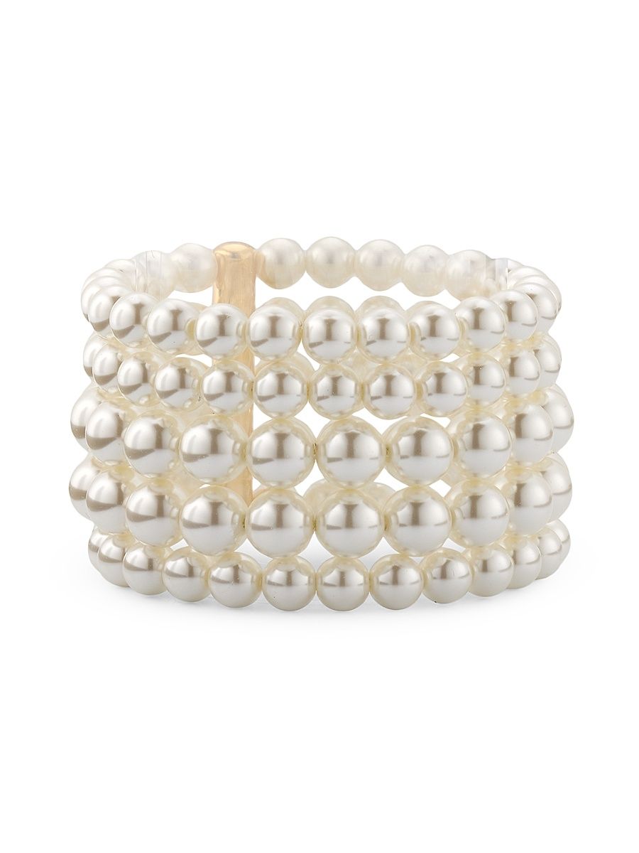 Women's Imitation Pearl Five-Strand Bracelet - Pearl