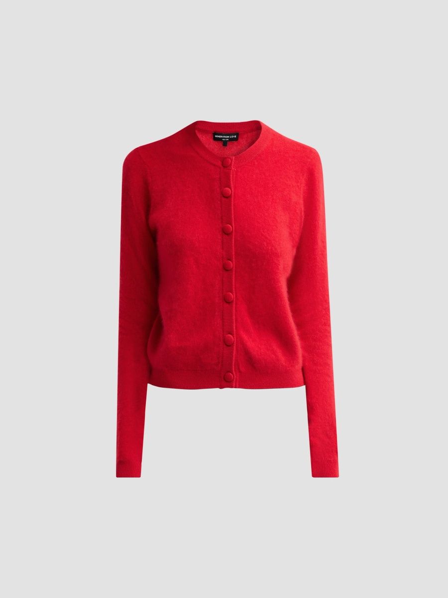 Generation Love Women's Penny Wool & Cashmere Crewneck Cardigan - True Rouge - Size XS