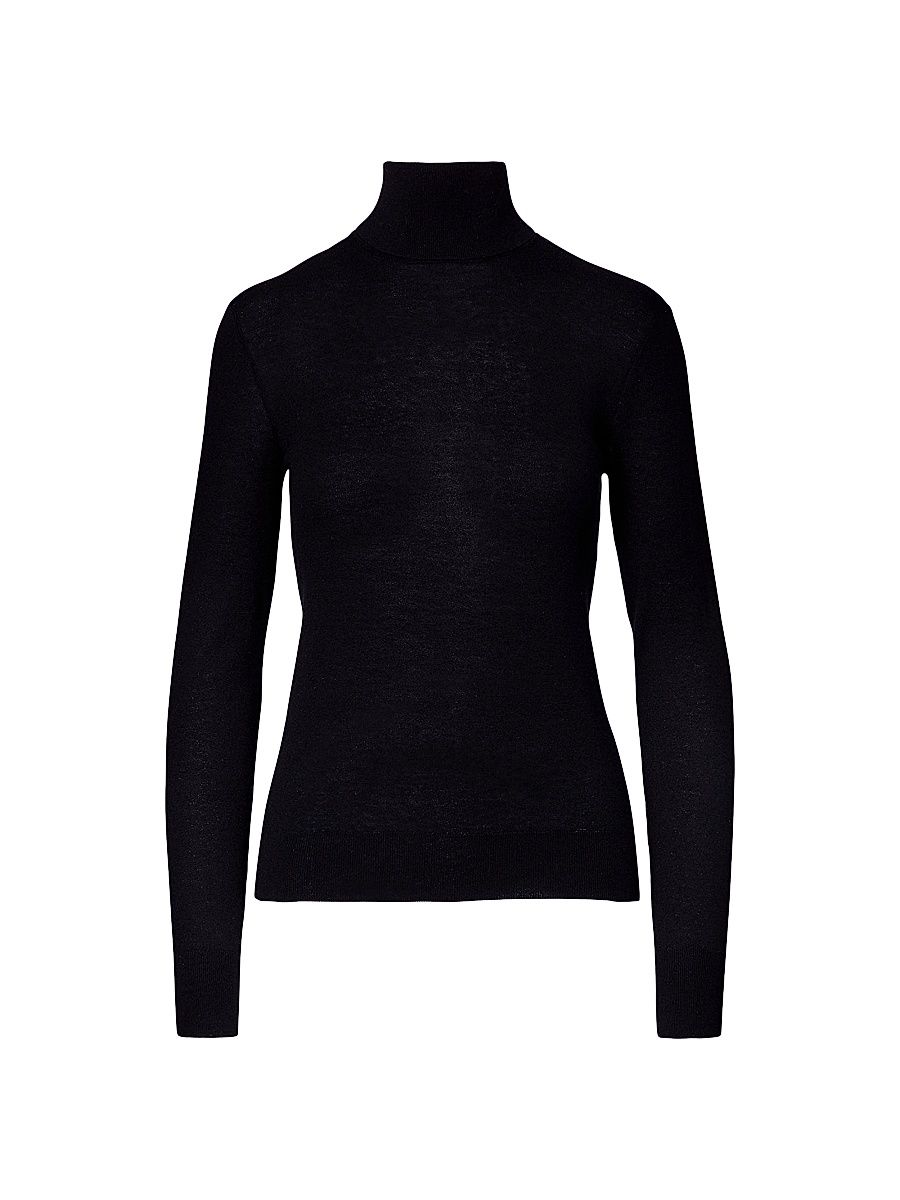 Women's Iconic Style Cashmere Turtleneck Sweater - Black - Size XL