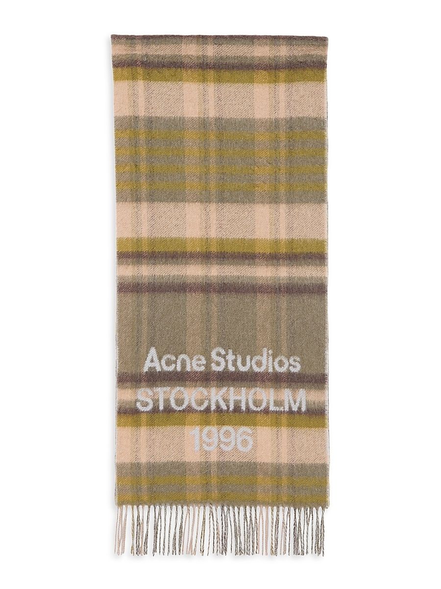 Women's Venus Plaid Wool Blend Scarf - Olive Green Grey