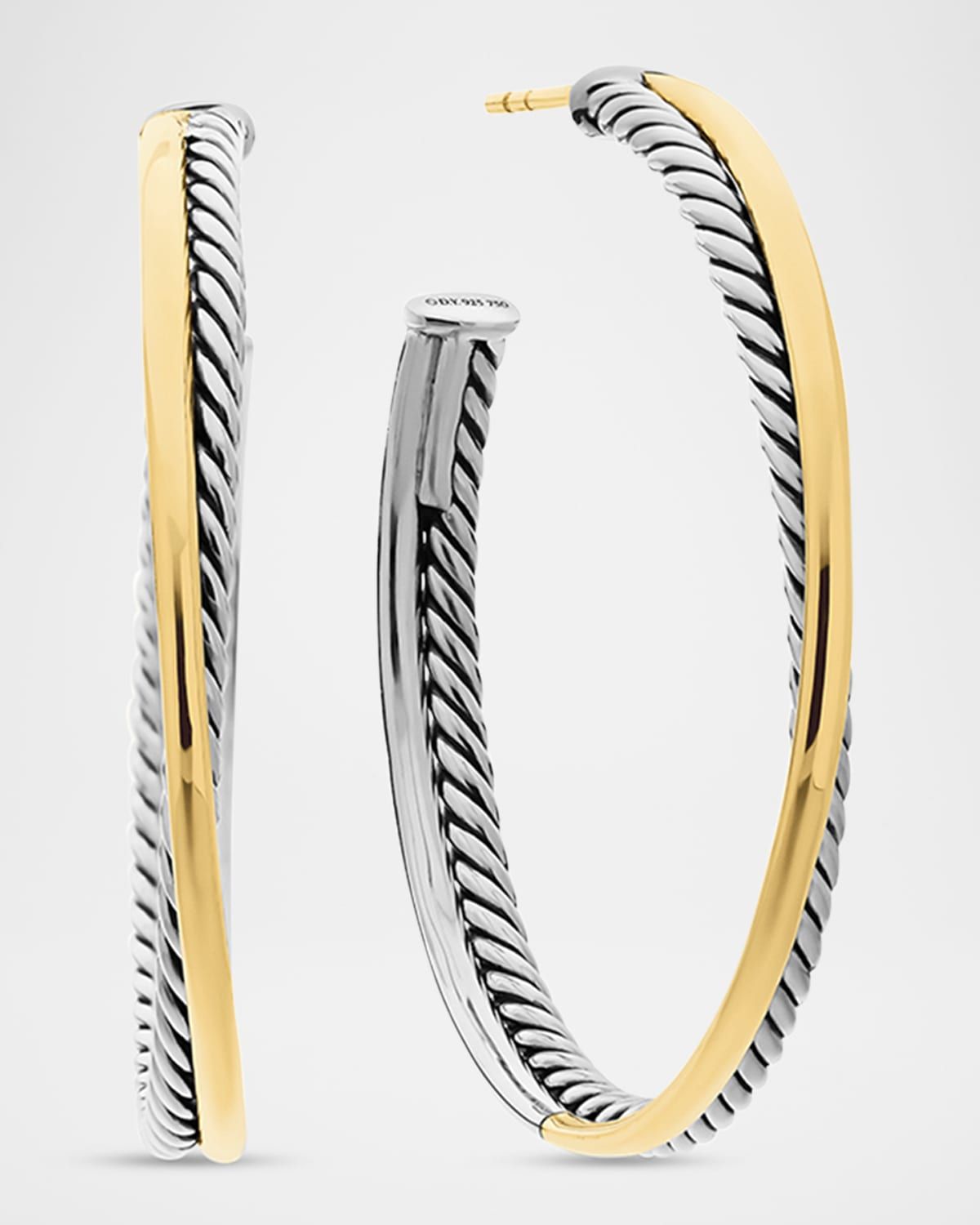 DY Crossover Gold Hoop Earrings, 1.5"L