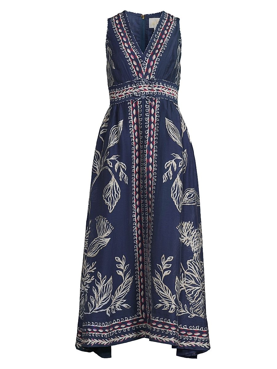 Women's Daniella Leafy Midi-Dress - Low Tide Navy - Size 10