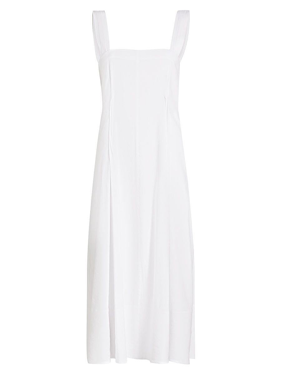 Women's Cami Linen-Blend A-Line Midi-Dress - Optic White - Size 8