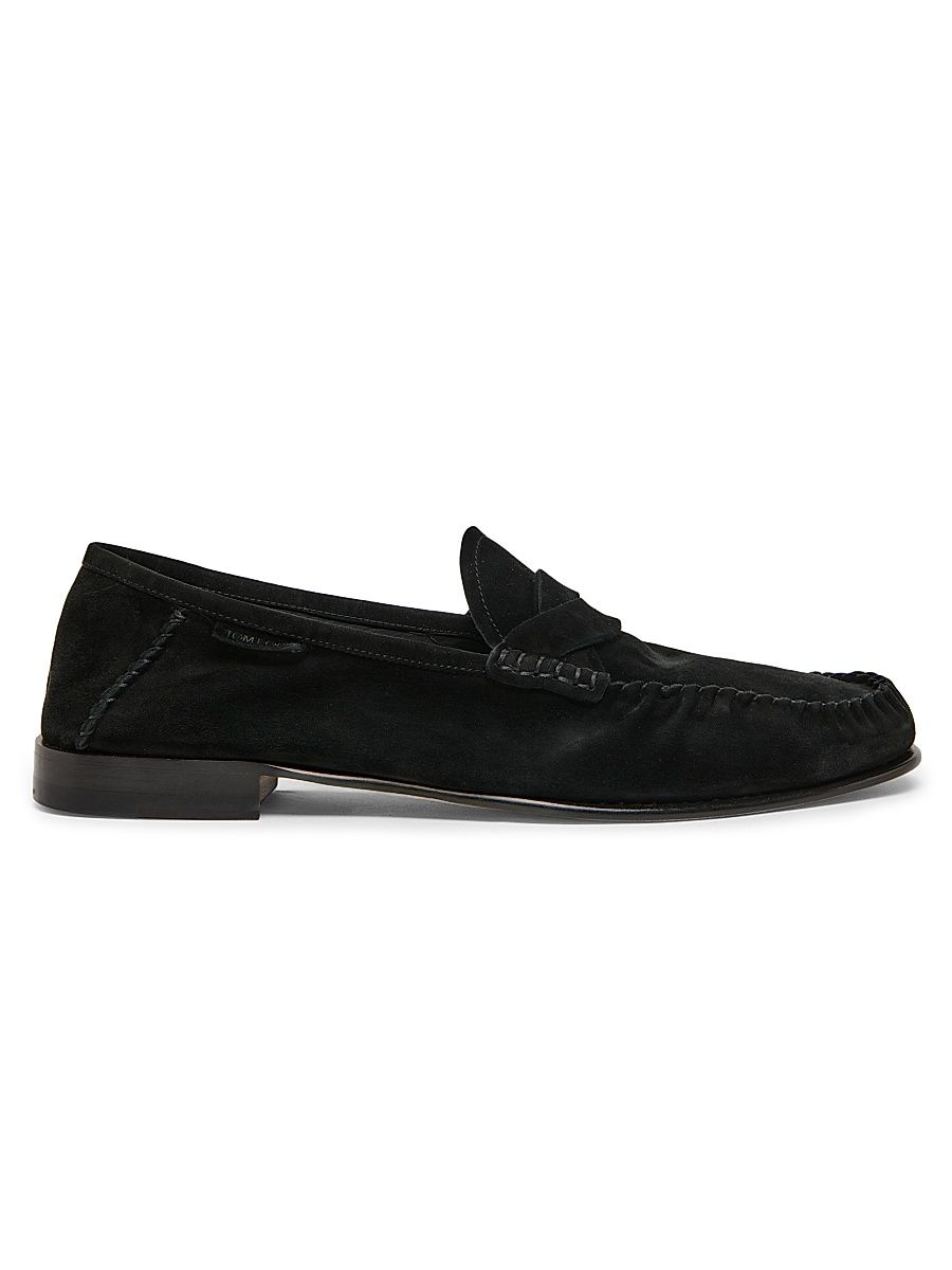 Men's Ripley Twisted Band Suede Loafers - Black - Size 7.5
