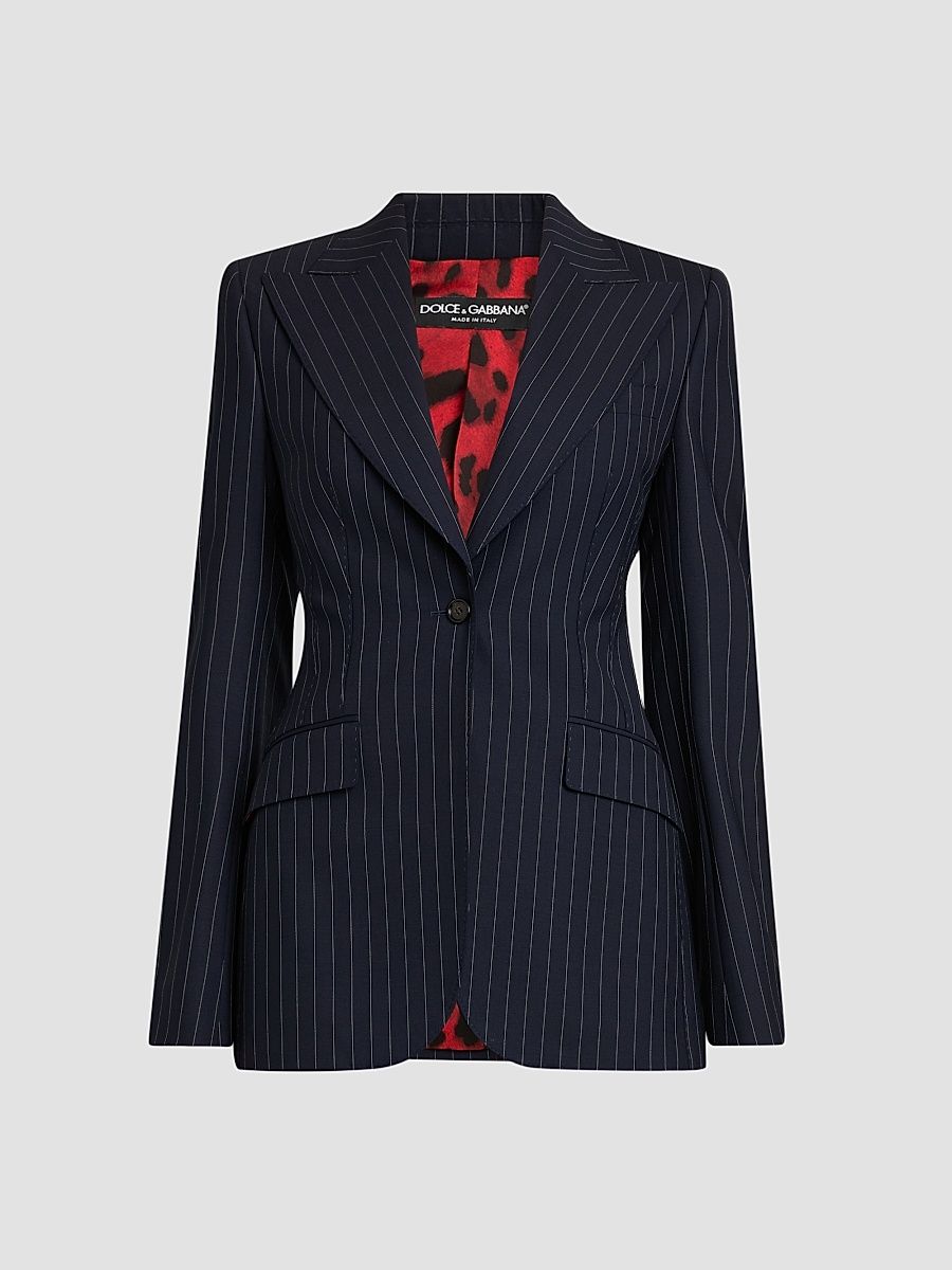Women's Pinstriped Stretch Virgin-Wool Single-Breasted Blazer - Rigato - Size 8