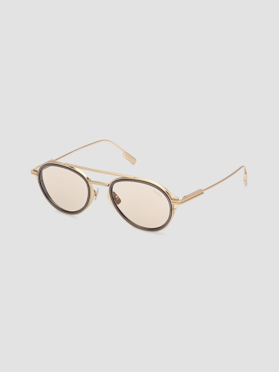 ZEGNA Men's 51MM Pilot Sunglasses - Dark Ruthenium Light Brown