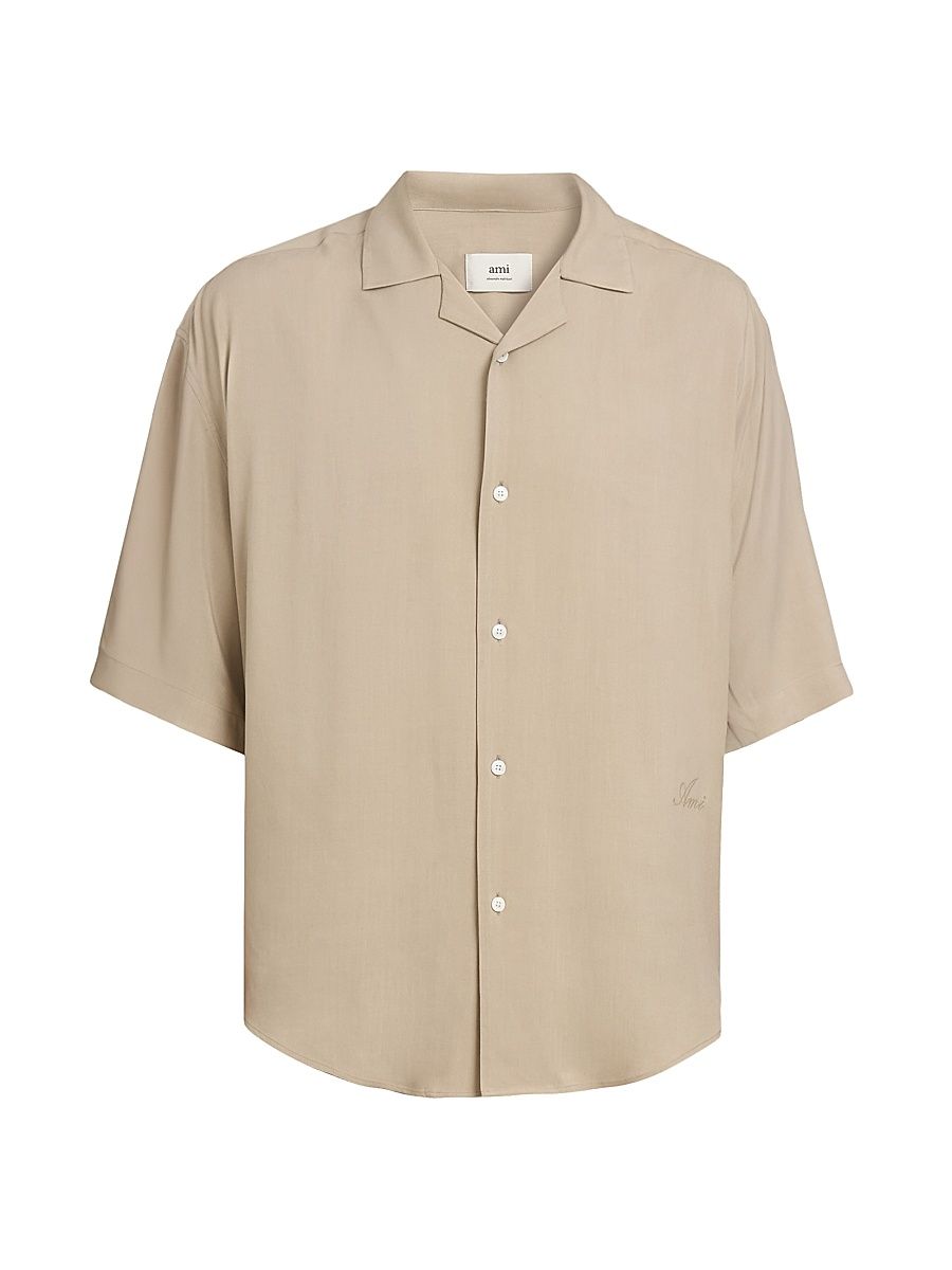Men's Ami Camp Shirt - White Coffee - Size 16