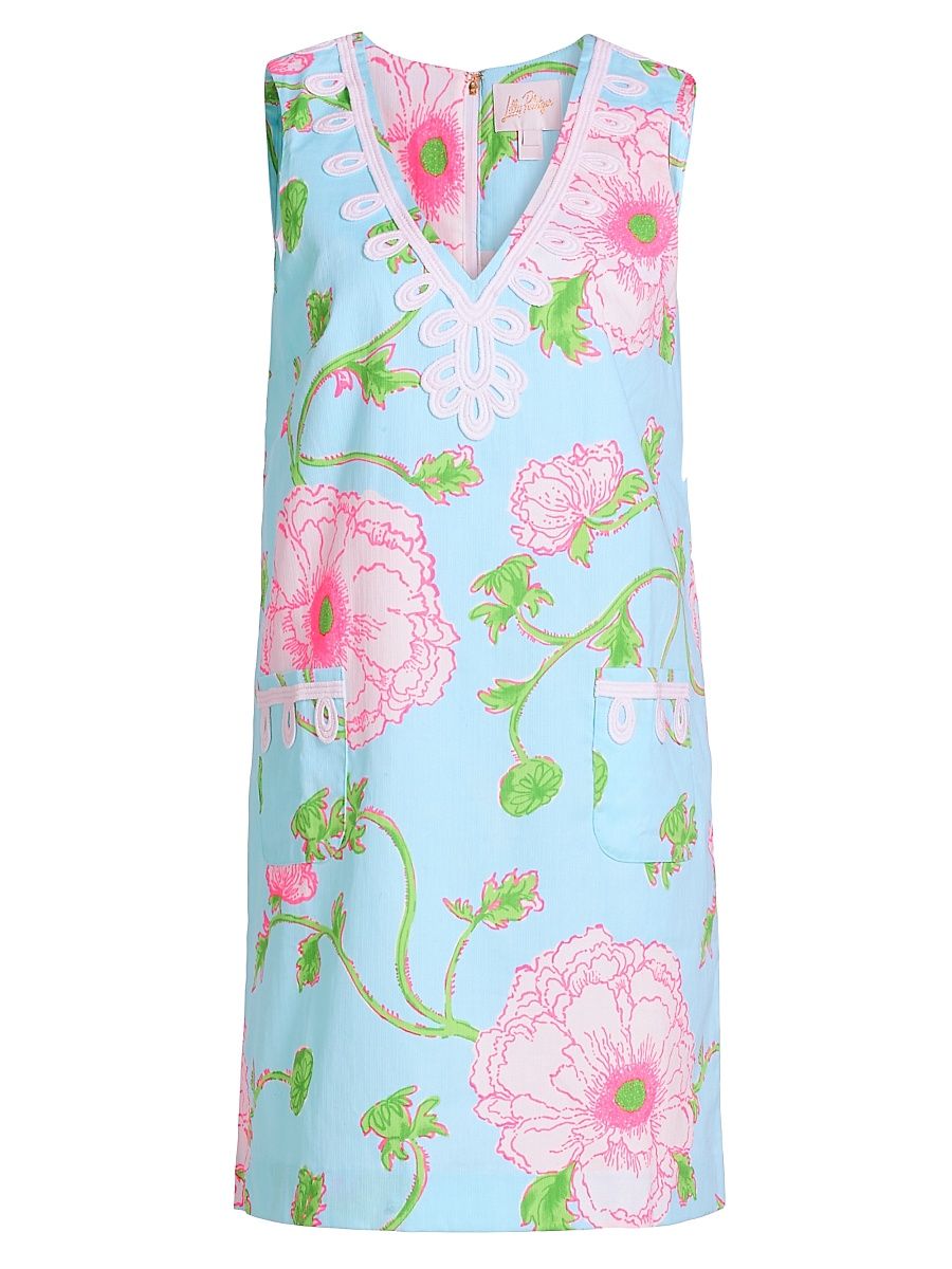 Women's Sidonie Floral Stretch Shift Minidress - Fresh Water Blue - Size 16