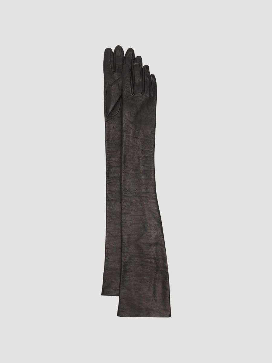 Toteme Women's Extra-Long Leather Gloves - Black - Size Large