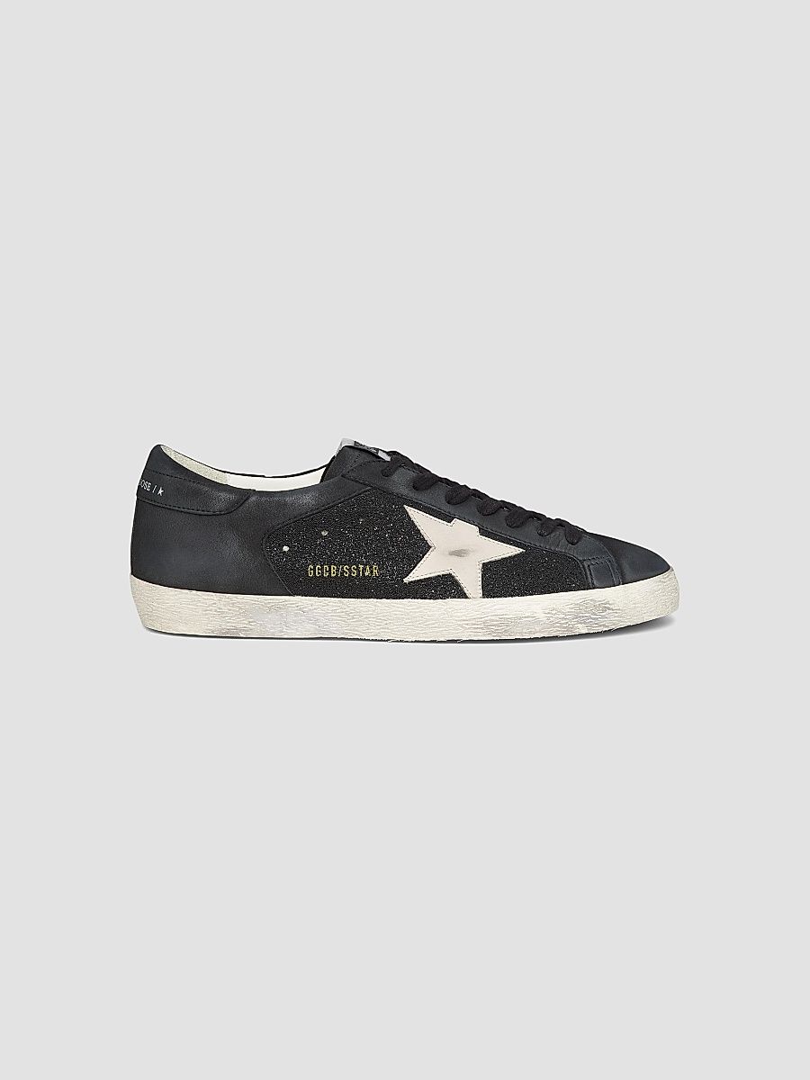 Men's Super Star Crystal-Embellished Leather Sneakers - Black Grey Morn - Size 12