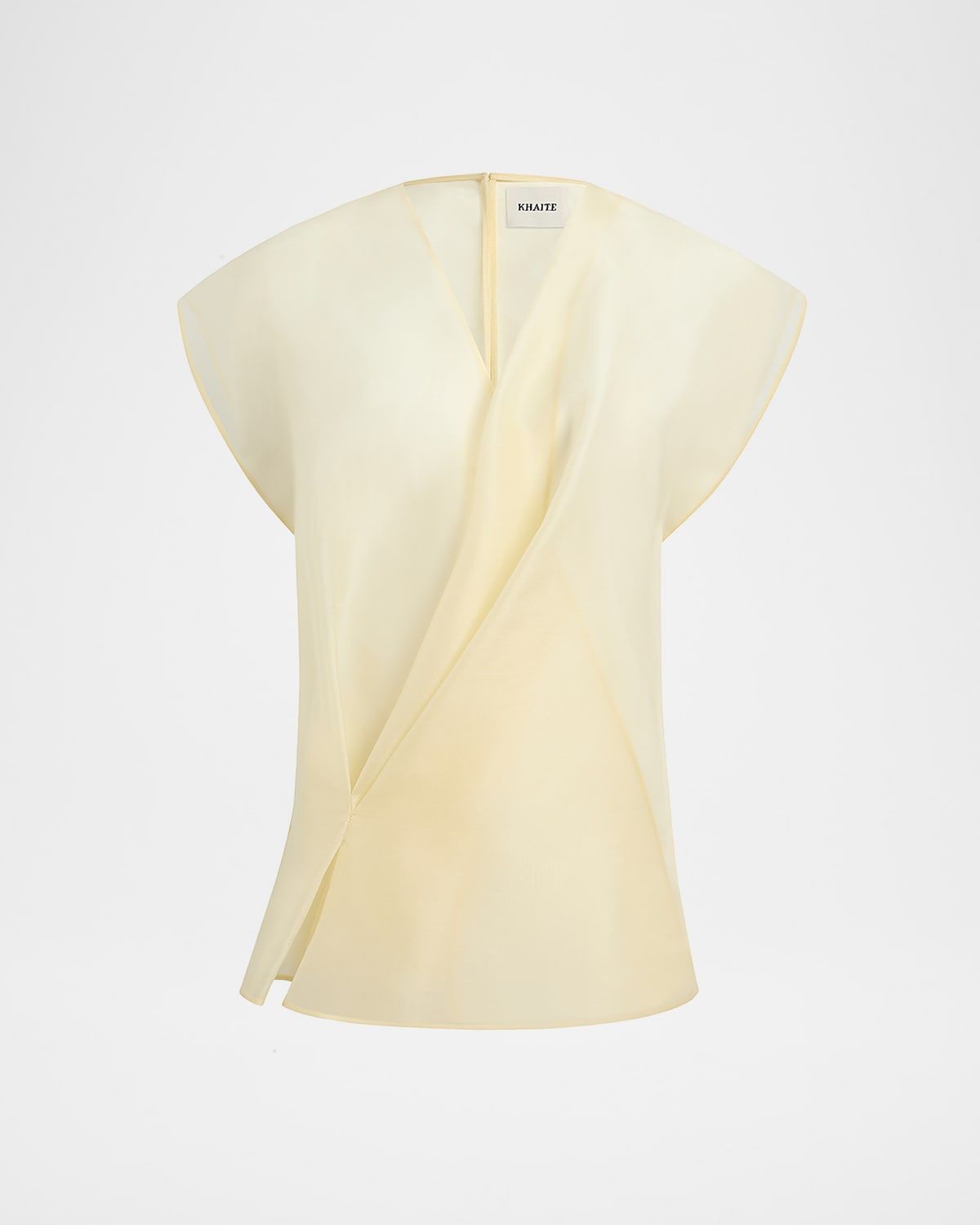 Mer Short-Sleeve Silk Organza Wrap Top