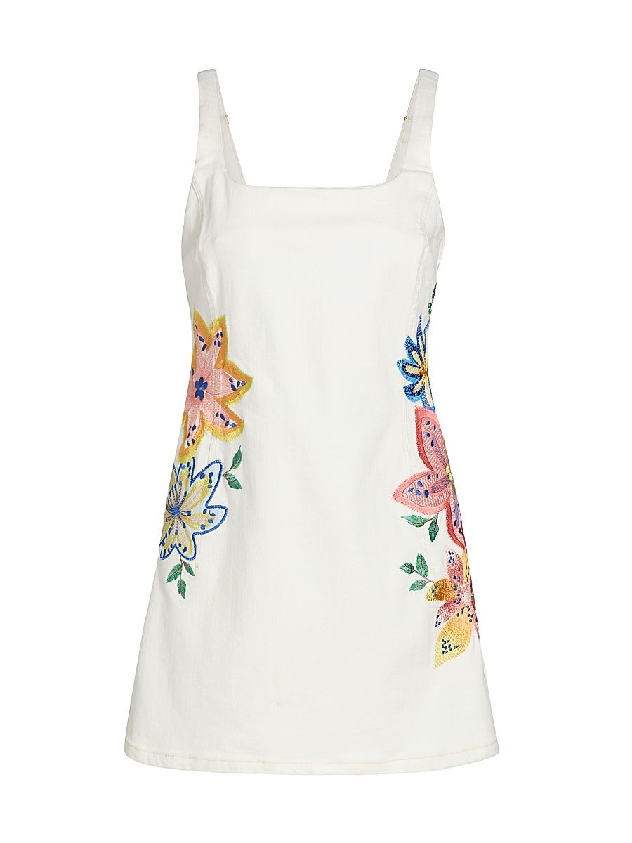 Women's Adriana Embroidered Cotton-Blend Minidress - White Embroidered - Size 12