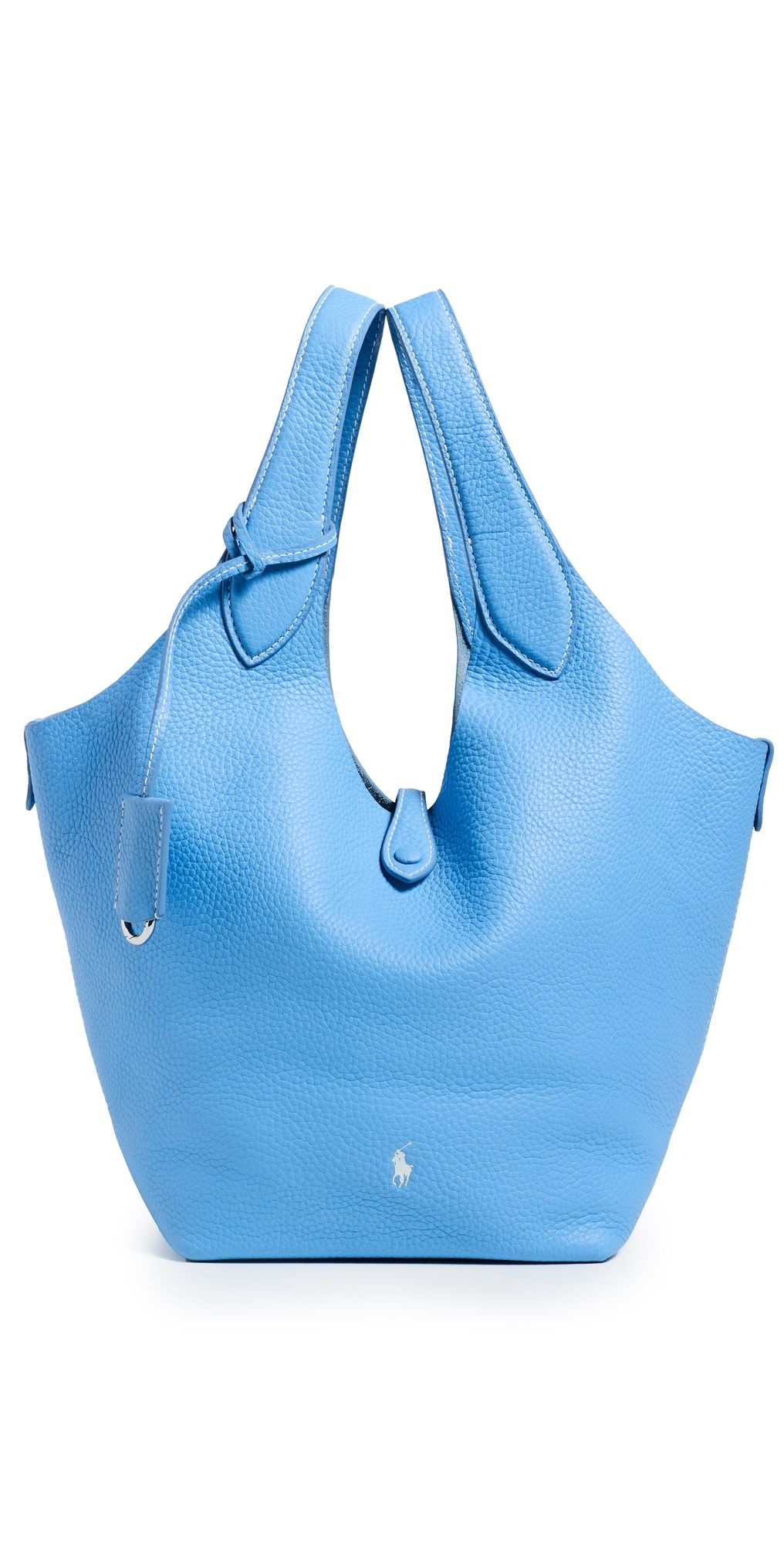 Polo Ralph Lauren Shiny Drum Pebble Medium Tote Baby Blue One Size