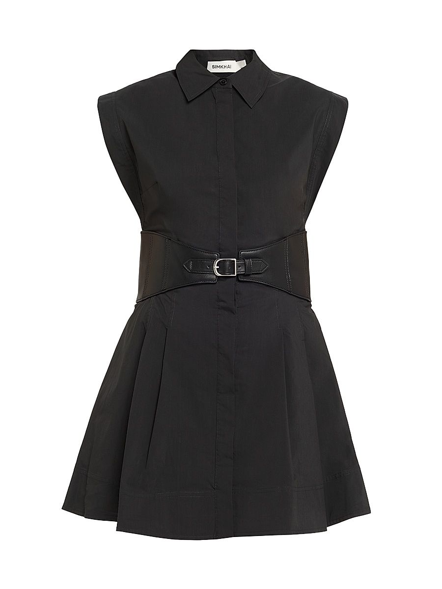 Women's Adler Belted Mini Shirtdress - Black - Size XS