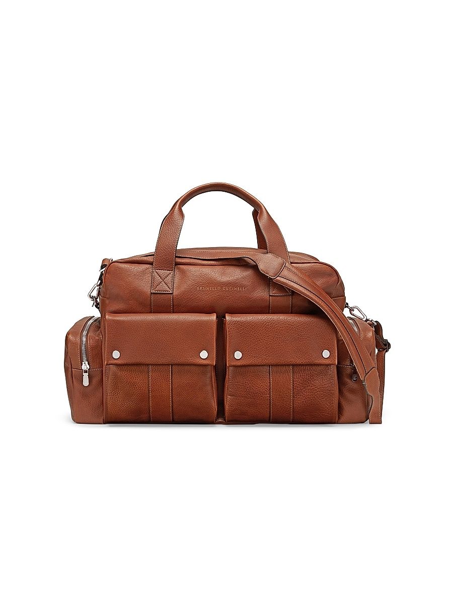 Men's Grained Calfskin Leisure Bag - Copper