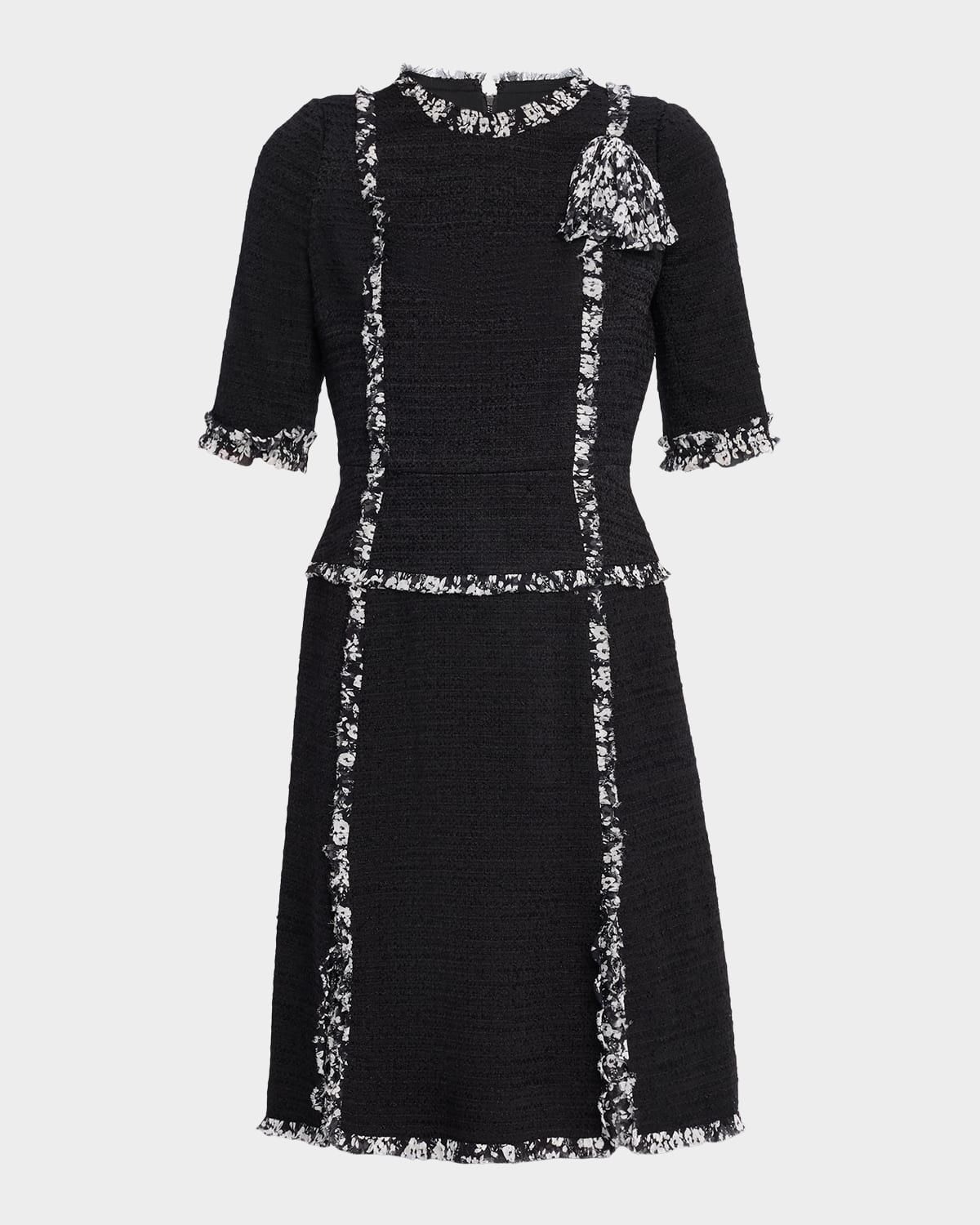 Ruffle-Trim Tweed Dress