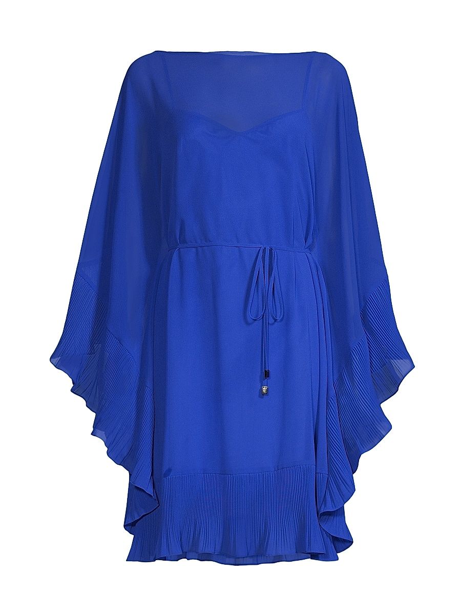 Women's Sammy Ruffled Chiffon Cover-Up Dress - Deep Blue - Size Medium