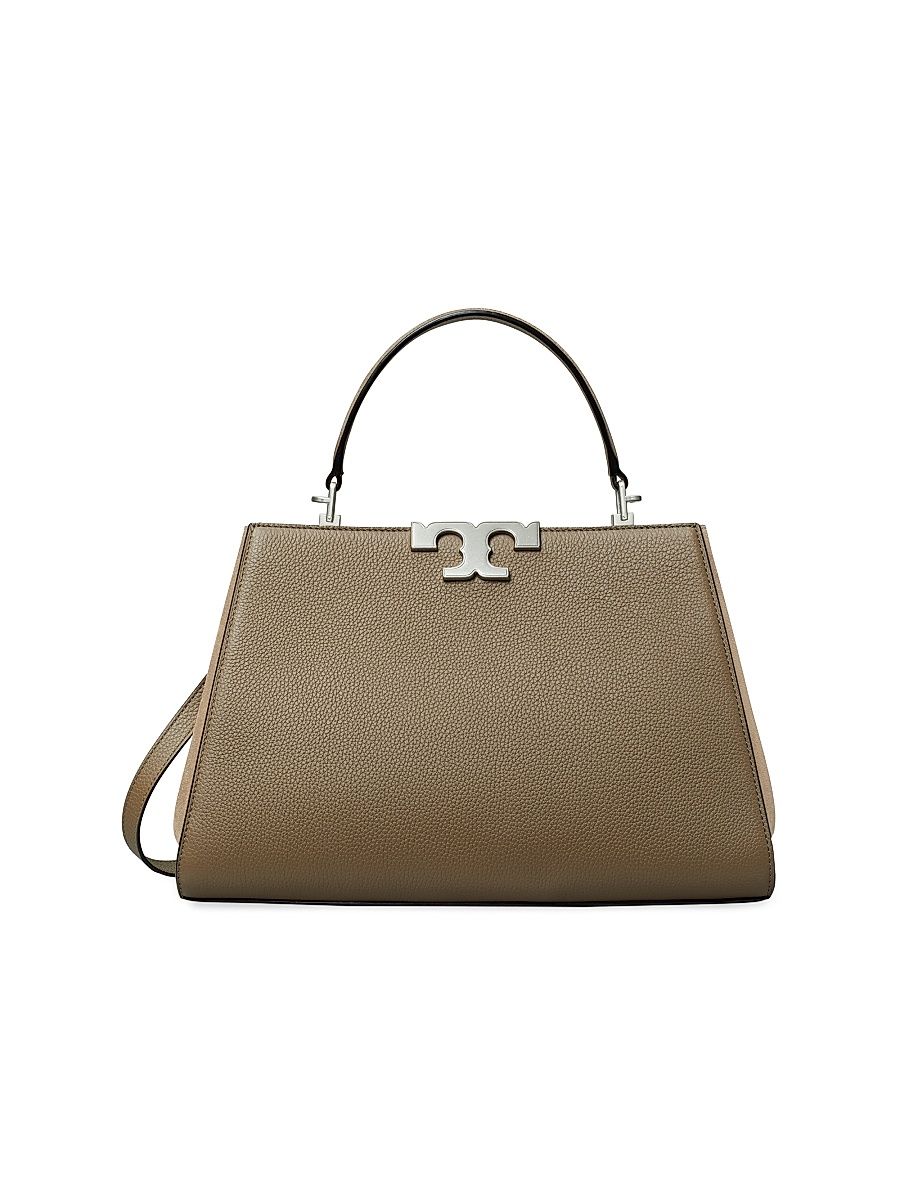 Women's Large Eleanor Pebbled Leather Top Handle Bag - Wild Mushroom