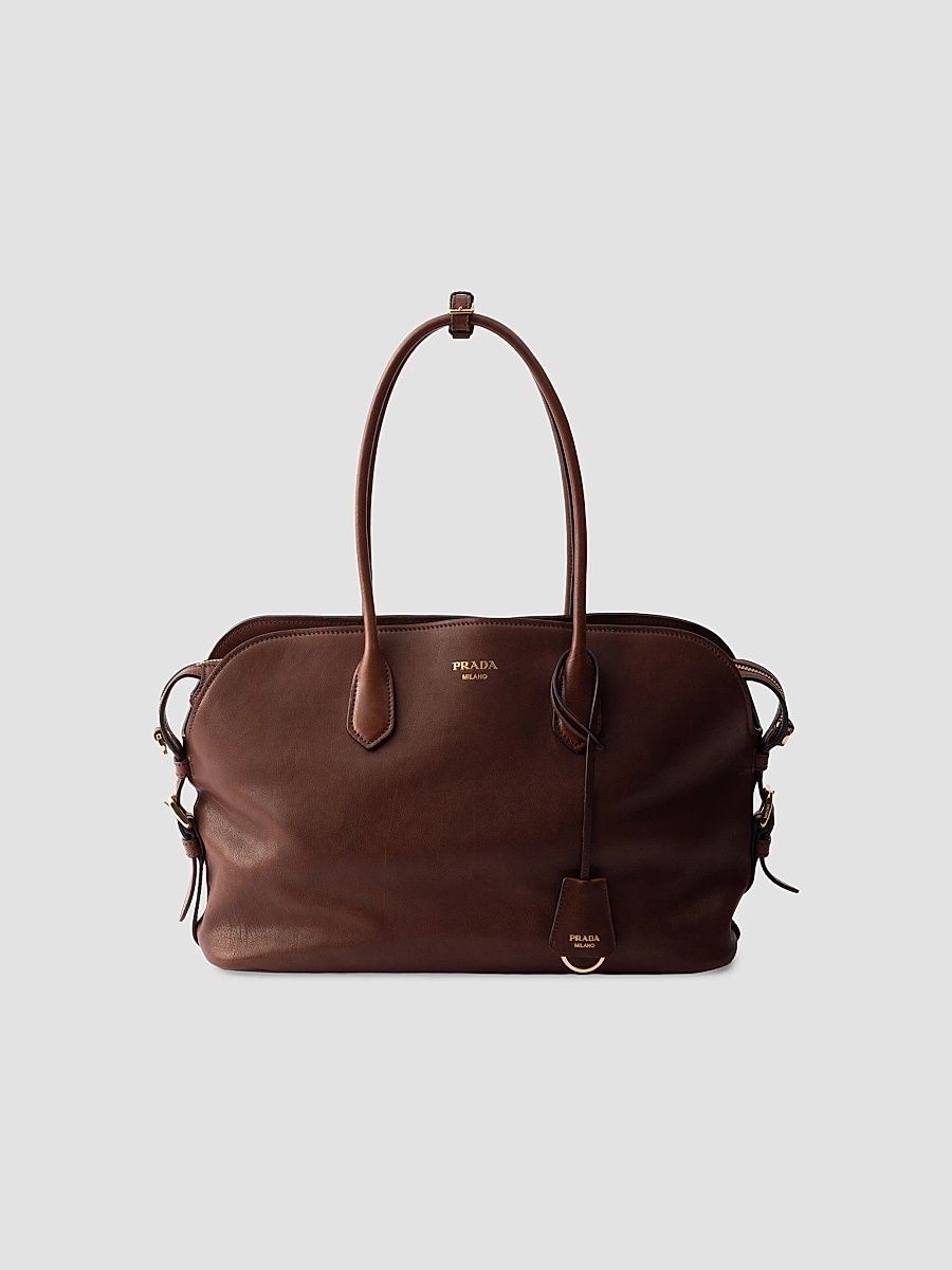 Women's Signet Large Leather Tote Bag - Brown