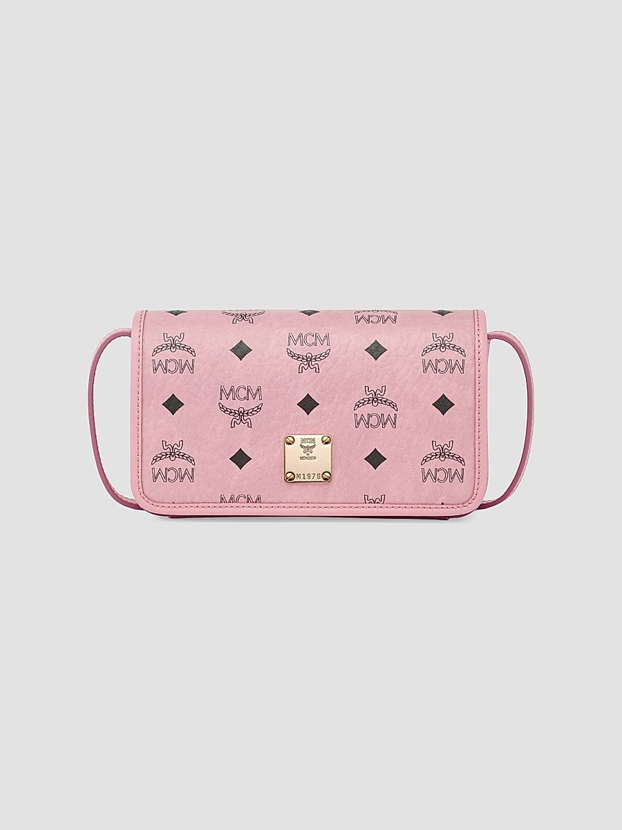 Women's Aren Faux Visetos Leather Wallet-on-Chain - Soft Pink