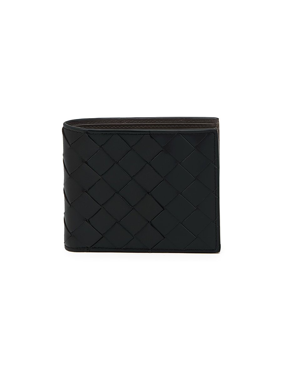 Men's Intrecciato Leather Bifold Wallet - Black Silver
