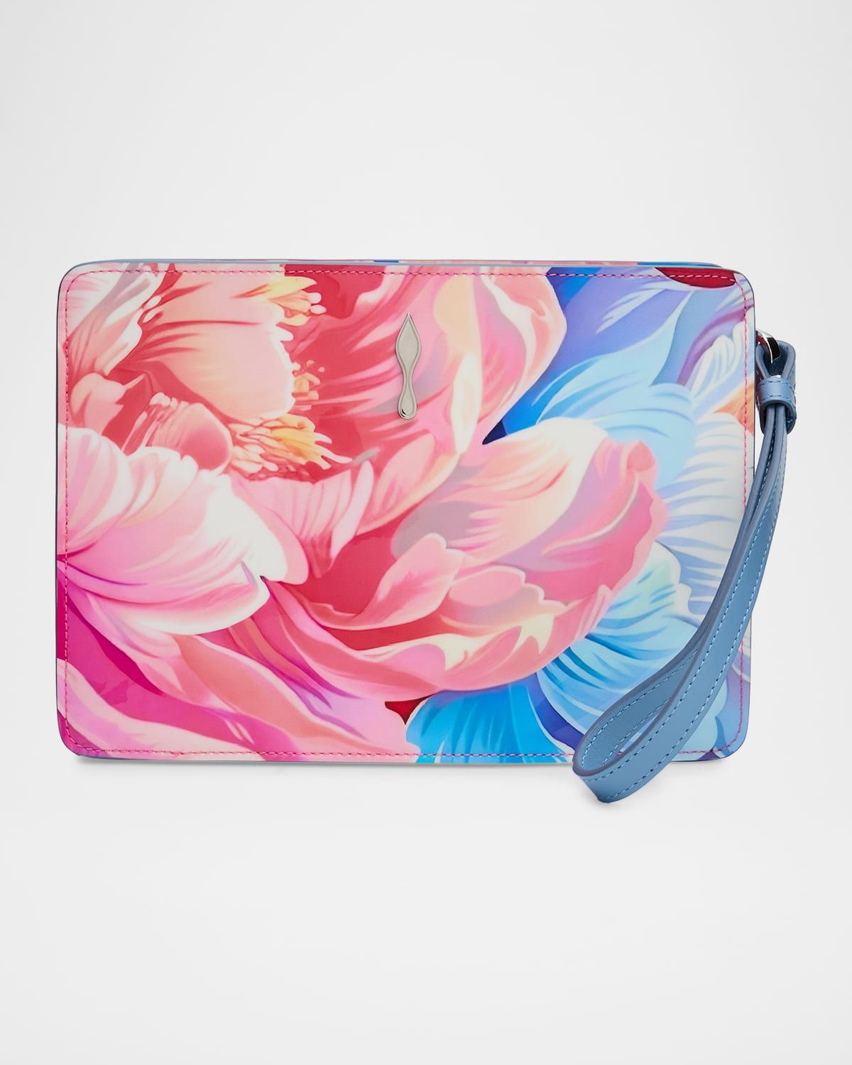 Bettina Wristlet Pouch Bag in Floral-Print Leather