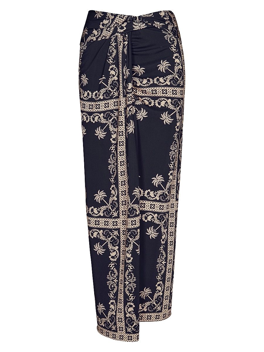 Women's Dream Tiles Wrap-Style Maxi Skirt - Tropical And Aluz Ecru Black - Size 8