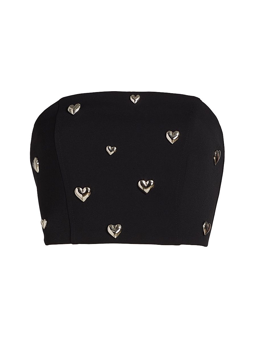 Women's Sharlee Heart Appliqué Tube Top - Black - Size Large