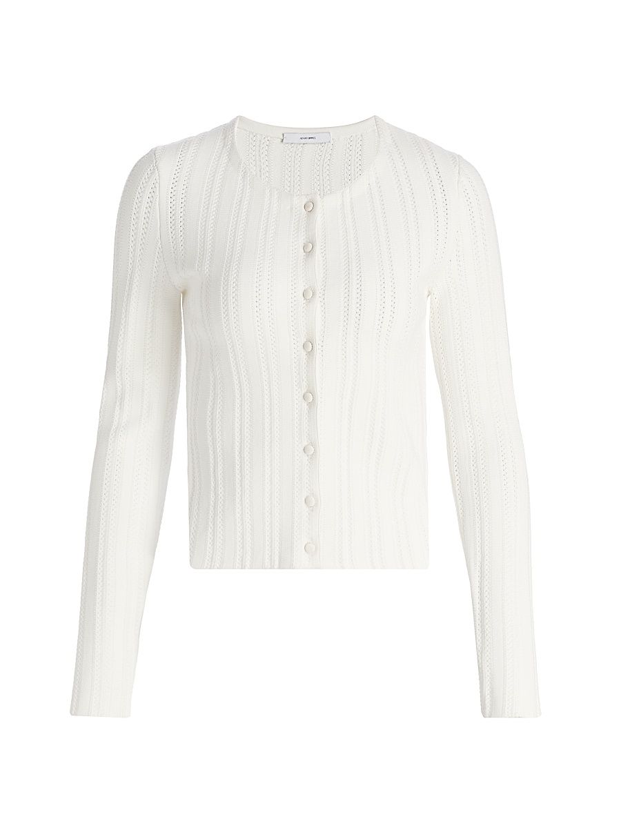 Women's Faye Compact Jacquard Cardigan - Ivory - Size XL