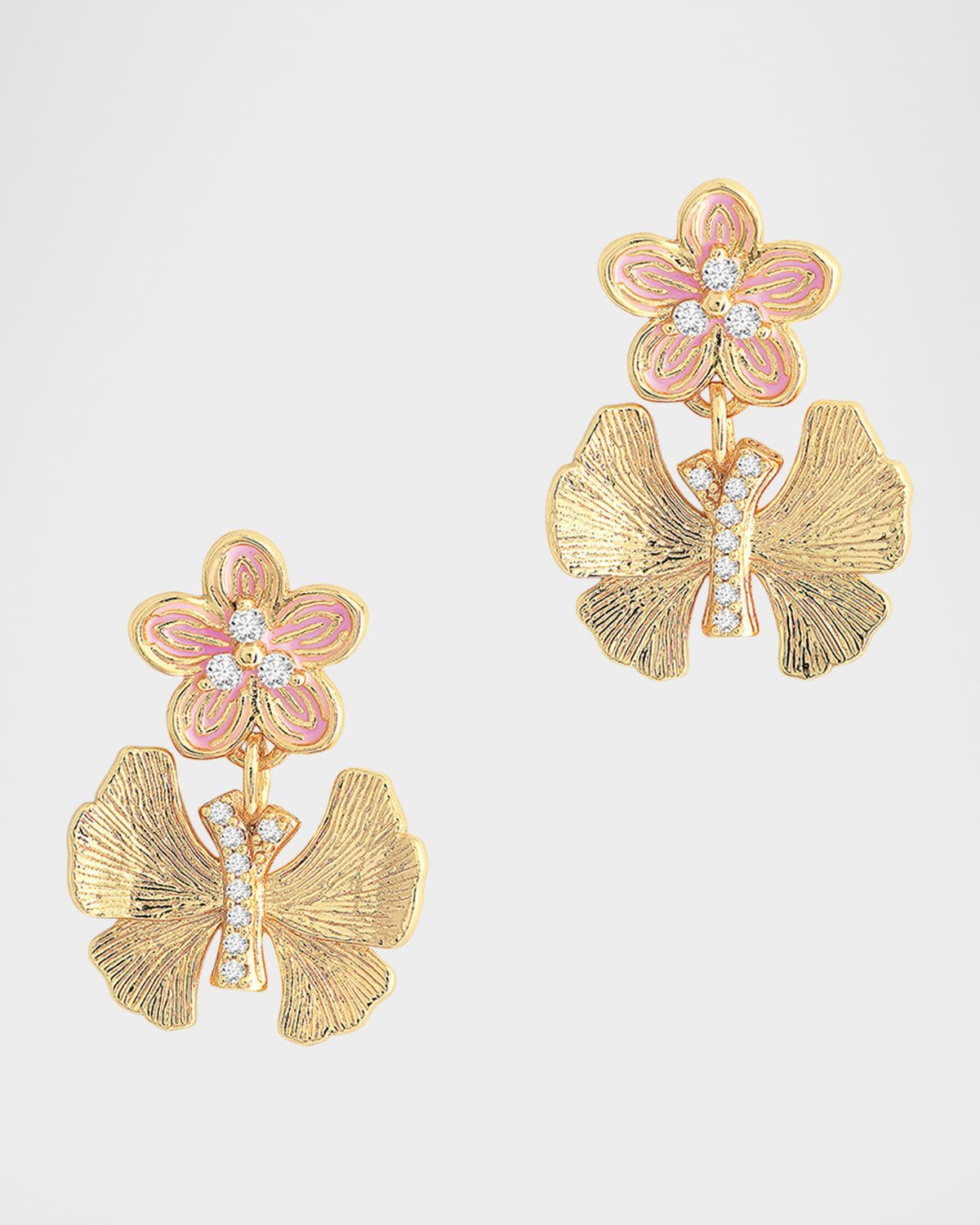 Cubic Zirconia Butterfly and Flower Earrings